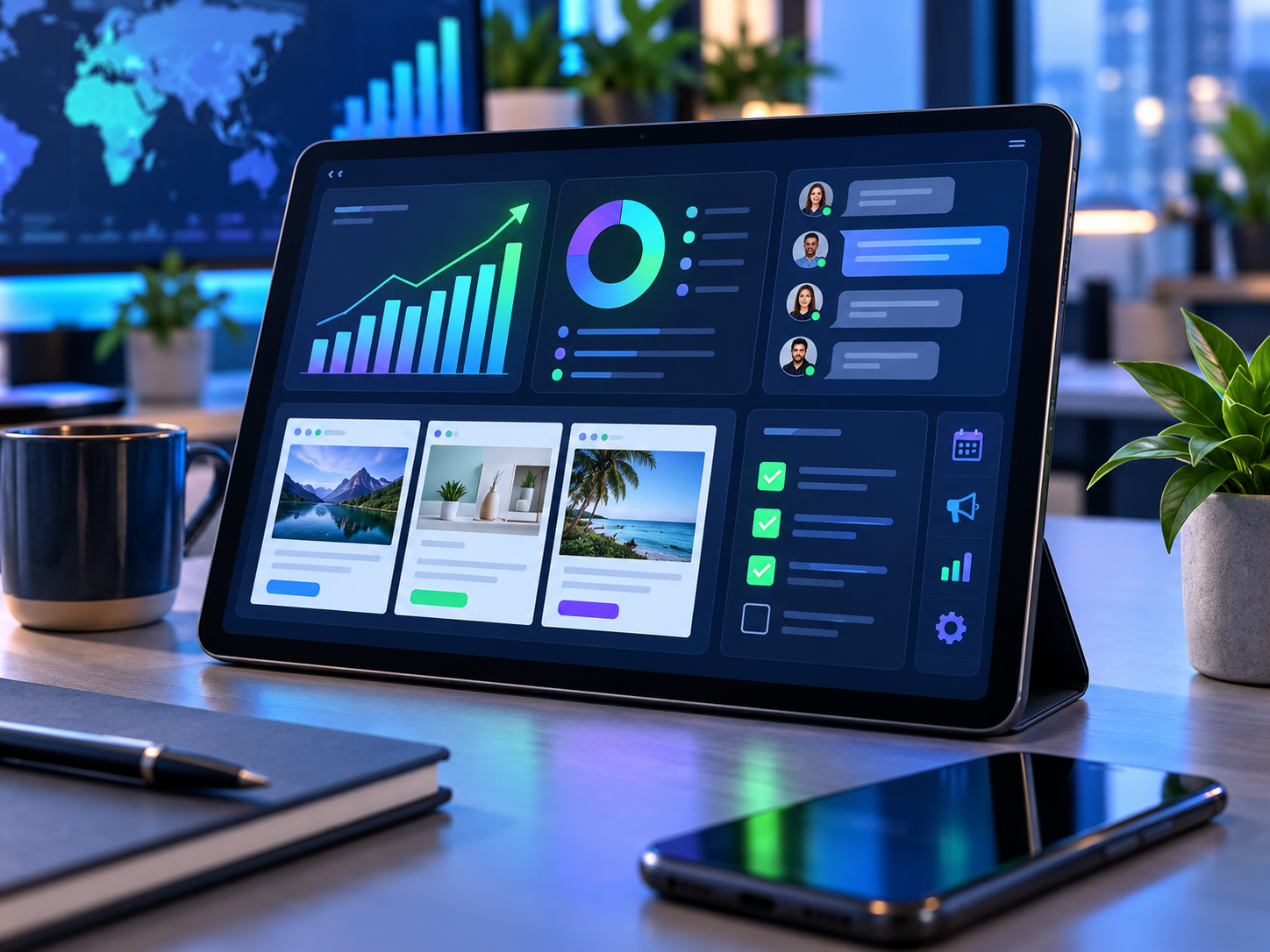 Painel digital para organizar anúncios, clientes e tarefas